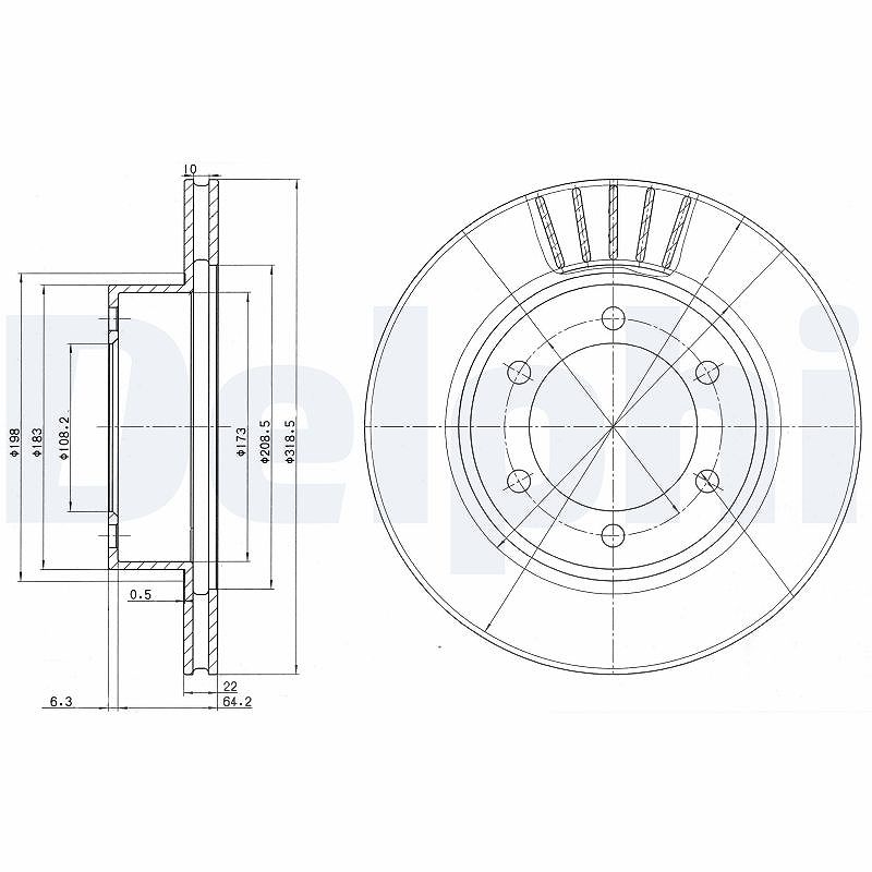 Delphi Bremsscheibe [Hersteller-Nr. BG3535] für Toyota