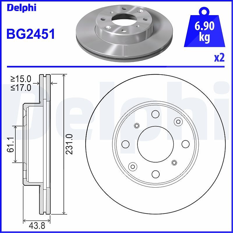 Delphi Bremsscheibe [Hersteller-Nr. BG2451] für Rover, Honda