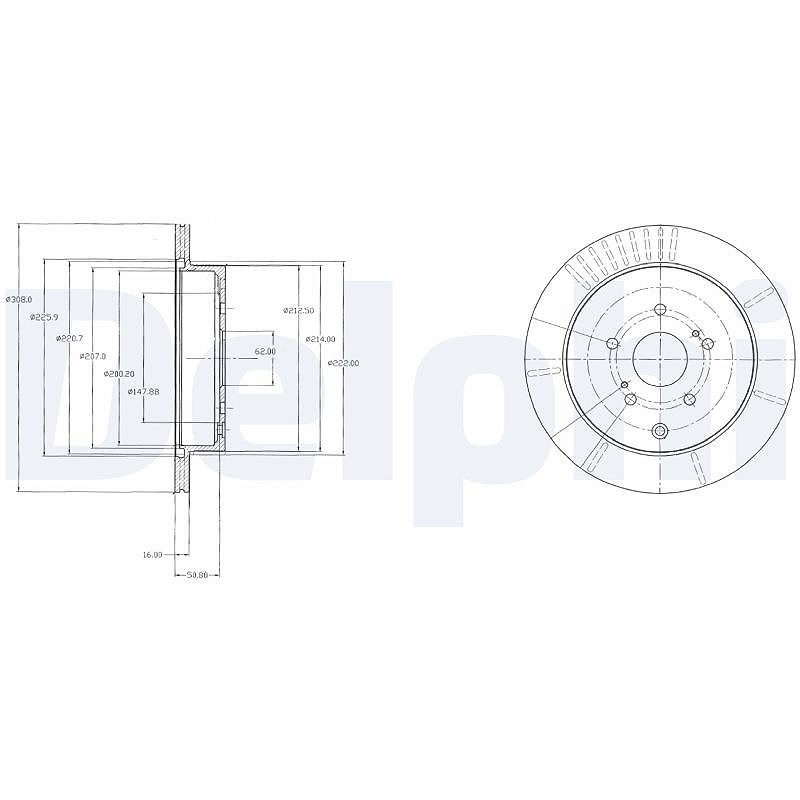Delphi Bremsscheibe Hinterachse Belüftet [Hersteller-Nr. BG4329] für Suzuki