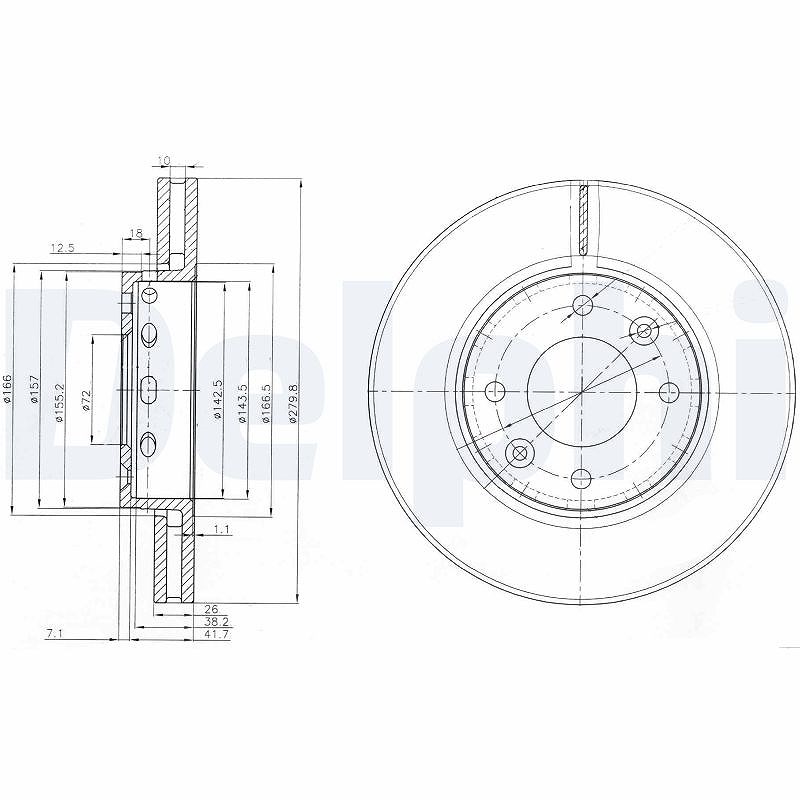 Delphi Bremsscheibe [Hersteller-Nr. BG3800] für Kia