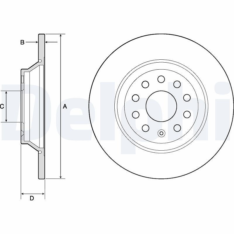 Delphi Bremsscheibe [Hersteller-Nr. BG4751C] für Seat, Ford, Skoda, Piaggio, Audi, VW