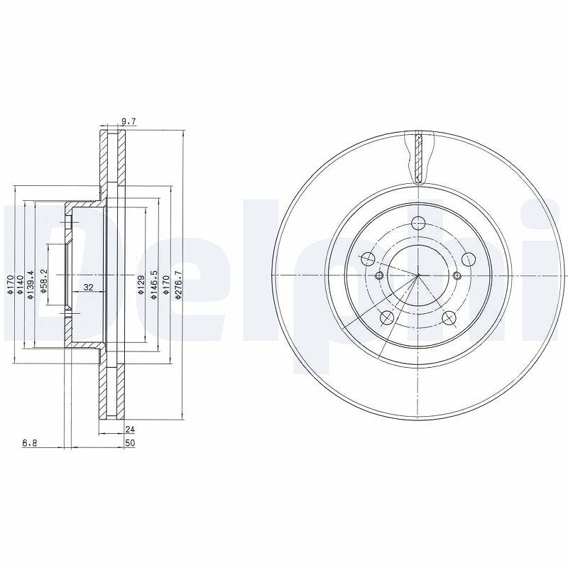 Delphi Bremsscheibe [Hersteller-Nr. BG2827C] für Subaru, Toyota