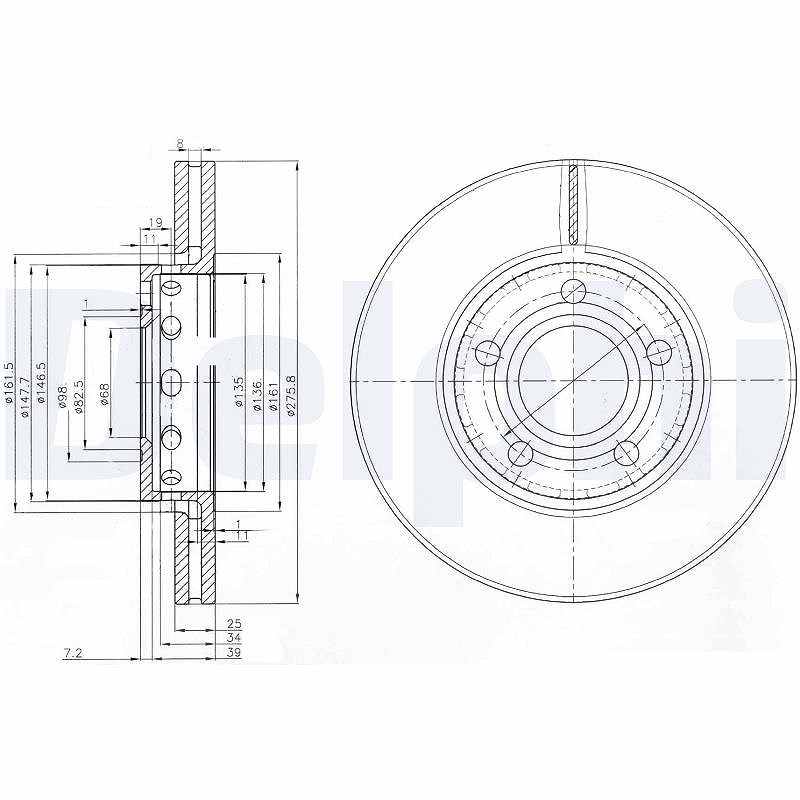 Delphi Bremsscheibe [Hersteller-Nr. BG2518] für Audi