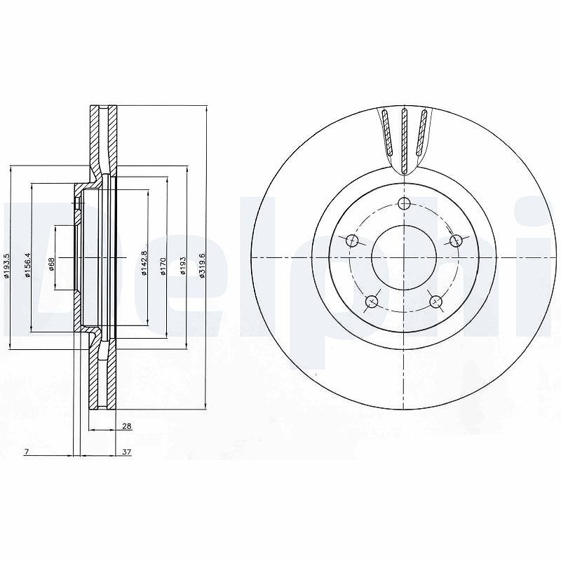 Delphi Bremsscheibe [Hersteller-Nr. BG4231C] für Nissan, Renault