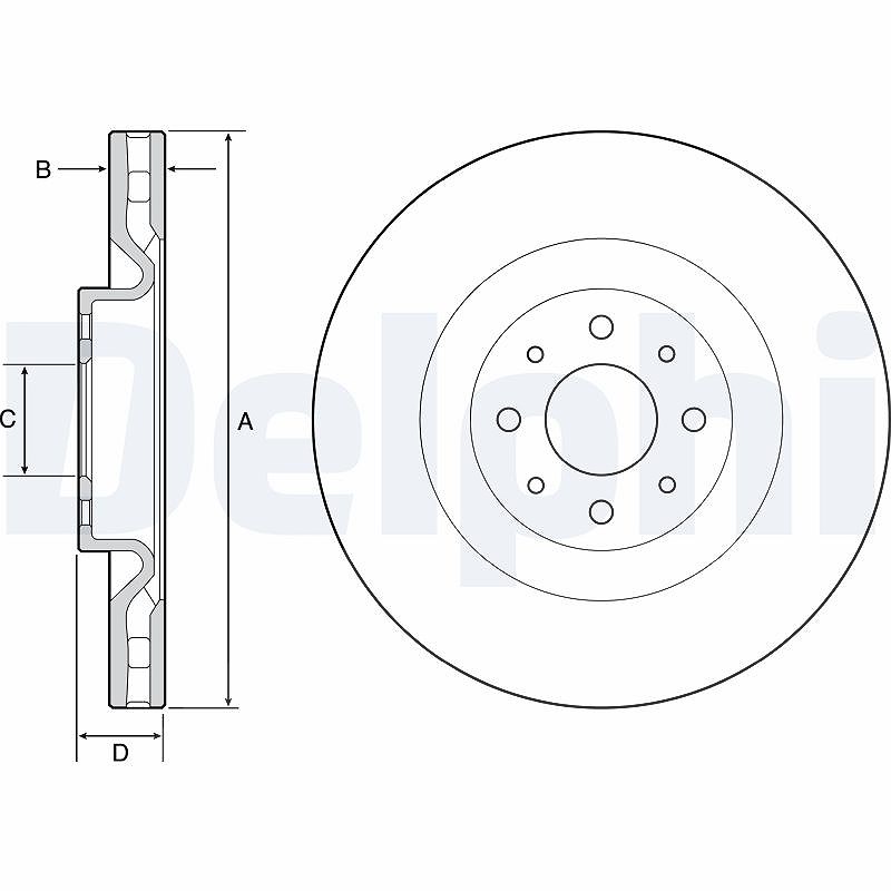 Delphi Bremsscheibe [Hersteller-Nr. BG4566C] für Chrysler, Lancia