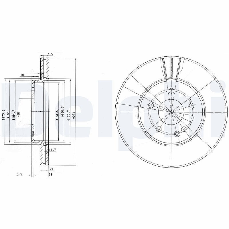 Delphi Bremsscheibe [Hersteller-Nr. BG2768] für Mercedes-Benz