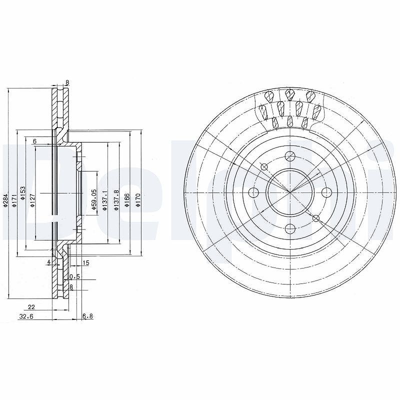 Delphi Bremsscheibe [Hersteller-Nr. BG2617] für Lancia, Alfa Romeo, Fiat