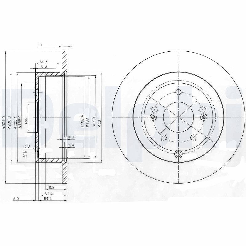 Delphi Bremsscheibe [Hersteller-Nr. BG4136] für Hyundai