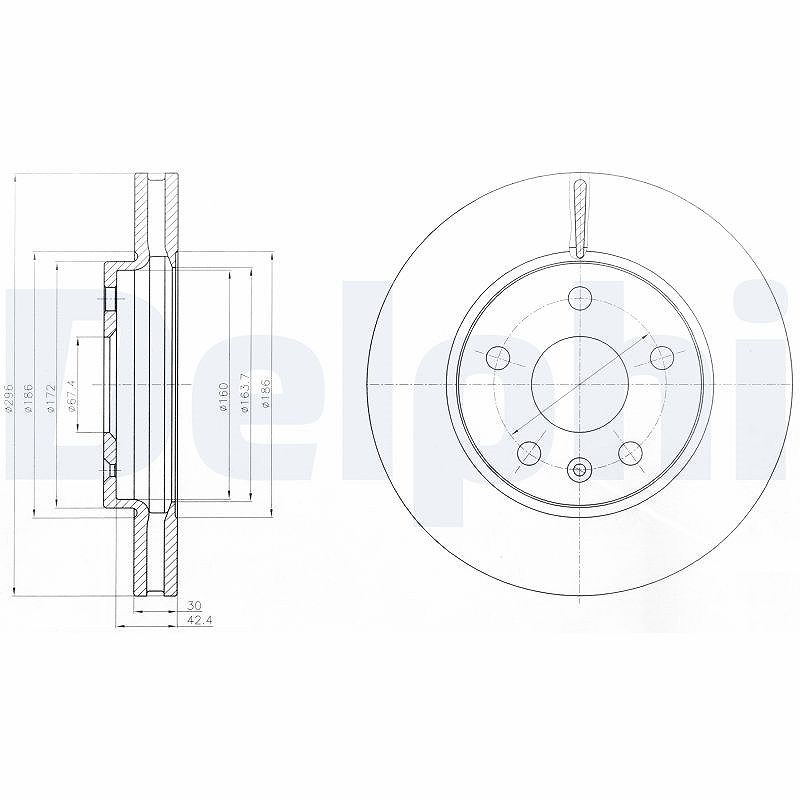 Delphi Bremsscheibe [Hersteller-Nr. BG4187C] für Saab, Vauxhall, Opel