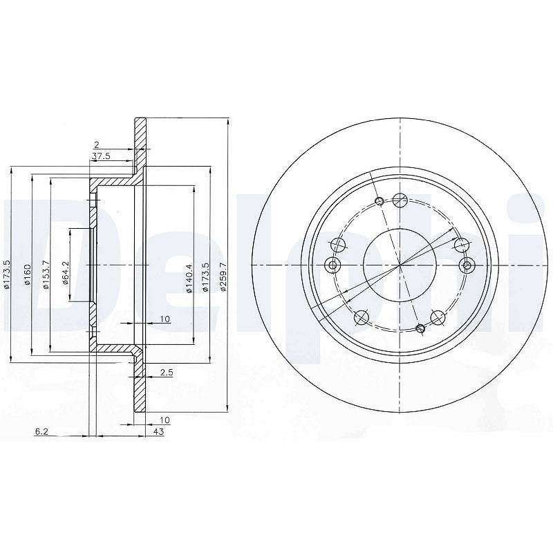 Delphi Bremsscheibe [Hersteller-Nr. BG3964] für Honda, Acura