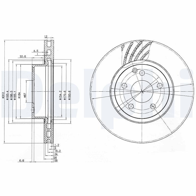 Delphi Bremsscheibe [Hersteller-Nr. BG3756] für Mercedes-Benz