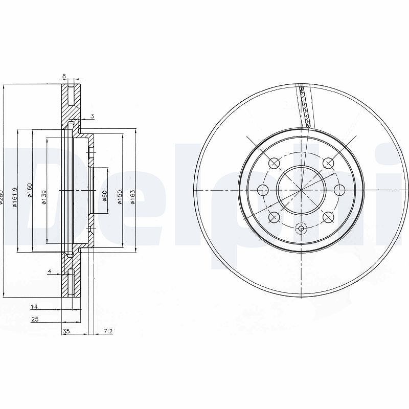 Delphi Bremsscheibe [Hersteller-Nr. BG3989] für Opel, Vauxhall
