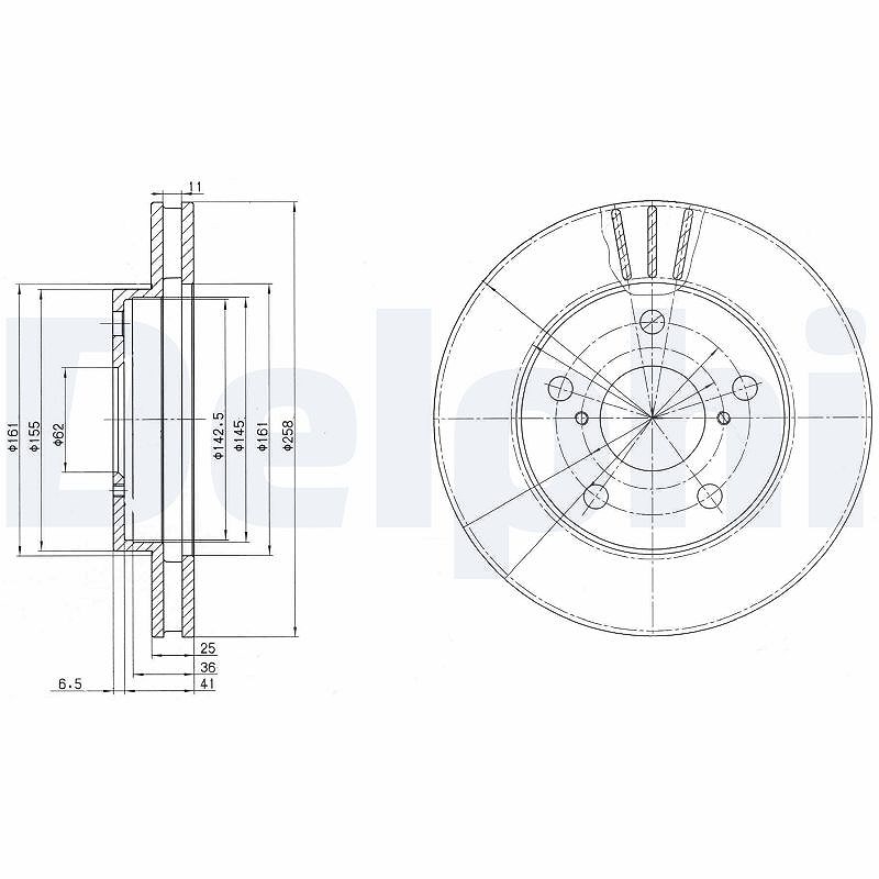 Delphi Bremsscheibe [Hersteller-Nr. BG3355] für Toyota