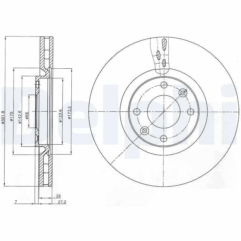Delphi Bremsscheibe [Hersteller-Nr. BG4166] für Ds (capsa), Ds, Opel, Citroën, Vauxhall, Peugeot