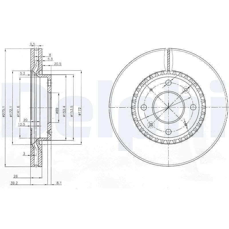 Delphi Bremsscheibe [Hersteller-Nr. BG4016] für Kia