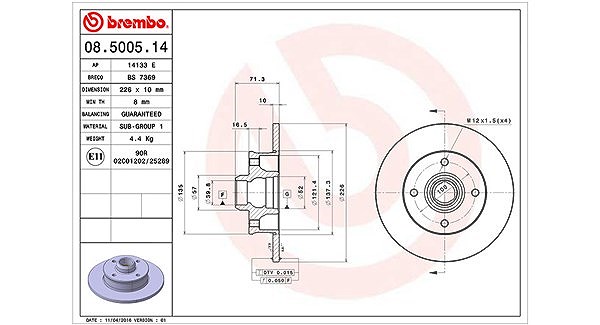 Magneti Marelli Bremsscheibe [Hersteller-Nr. 360406048300] für VW, Seat