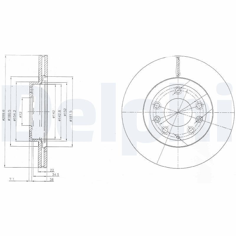 Delphi Bremsscheibe [Hersteller-Nr. BG4141] für Mazda