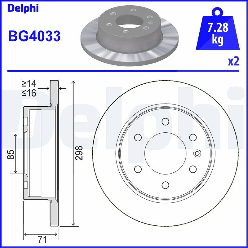 Delphi Bremsscheibe [Hersteller-Nr. BG4033] für VW, Mercedes-Benz