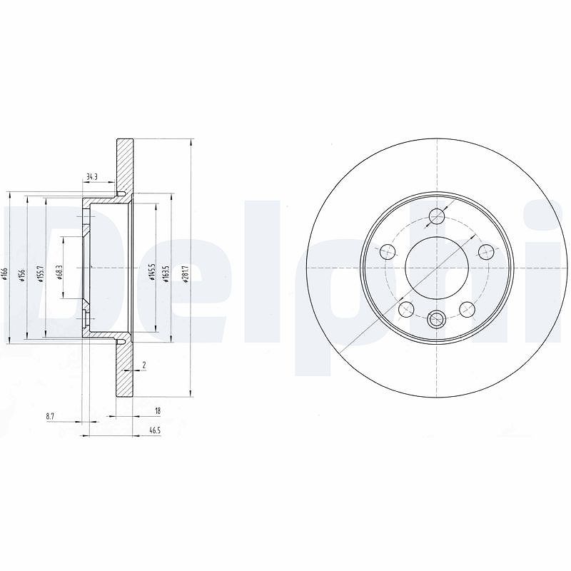 Delphi Bremsscheibe [Hersteller-Nr. BG3415] für VW