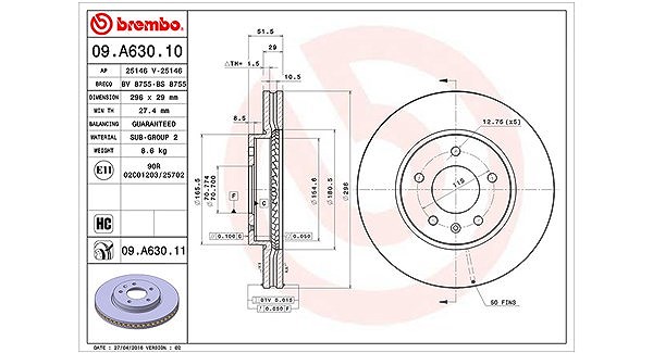 Magneti Marelli Bremsscheibe [Hersteller-Nr. 360406074800] für Opel, Chevrolet, Vauxhall