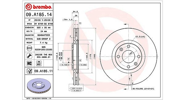 Magneti Marelli Bremsscheibe [Hersteller-Nr. 360406070000] für Citroën, Peugeot, Ds