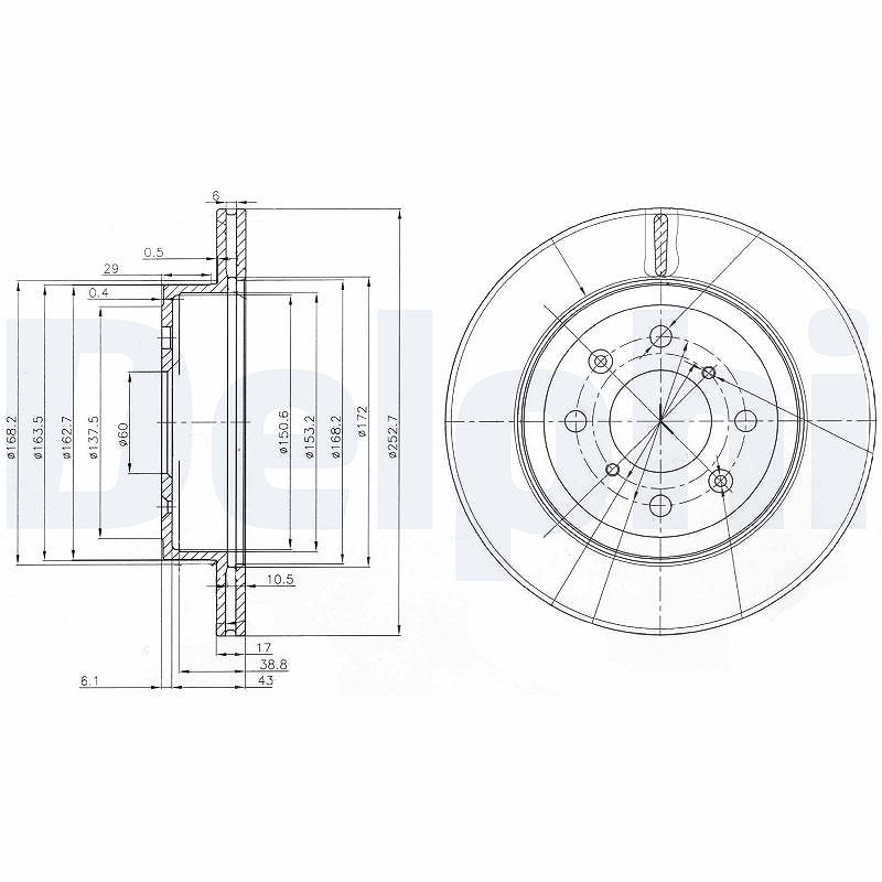 Delphi Bremsscheibe [Hersteller-Nr. BG3884] für Subaru, Opel, Vauxhall, Suzuki