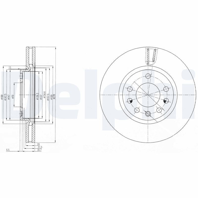 Delphi Bremsscheibe [Hersteller-Nr. BG4149] für Opel, Vauxhall