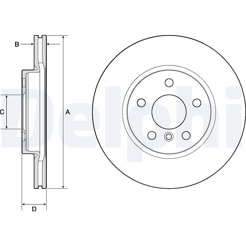 Delphi Bremsscheibe Vorderachse Belüftet [Hersteller-Nr. BG4777C] für Mini, BMW