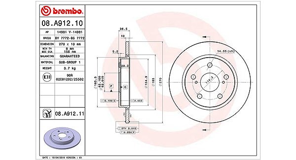 Magneti Marelli Bremsscheibe [Hersteller-Nr. 360406091400] für Toyota