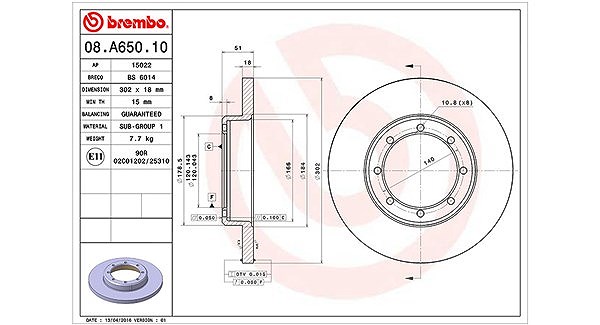 Magneti Marelli Bremsscheibe Hinterachse Voll [Hersteller-Nr. 360406106300] für Vauxhall, Nissan, Renault, Opel
