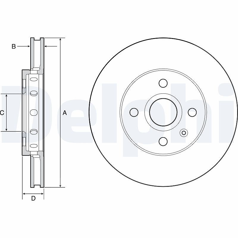 Delphi Bremsscheibe [Hersteller-Nr. BG4647C] für VW, Seat, Skoda