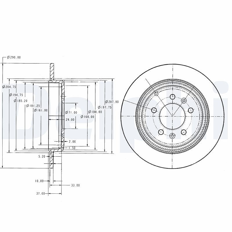 Delphi Bremsscheibe [Hersteller-Nr. BG2573] für Peugeot