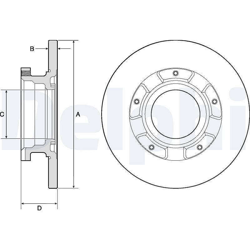 Delphi Bremsscheibe Hinterachse Voll [Hersteller-Nr. BG4673] für Ford