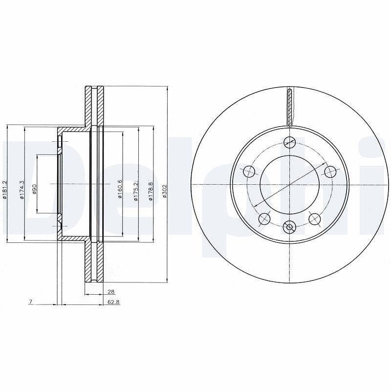 Delphi Bremsscheibe [Hersteller-Nr. BG4328] für Renault, Vauxhall, Nissan, Opel, Renault Trucks