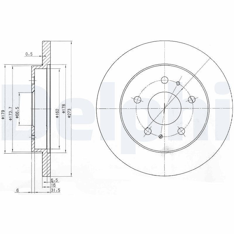 Delphi Bremsscheibe [Hersteller-Nr. BG3607] für Daihatsu