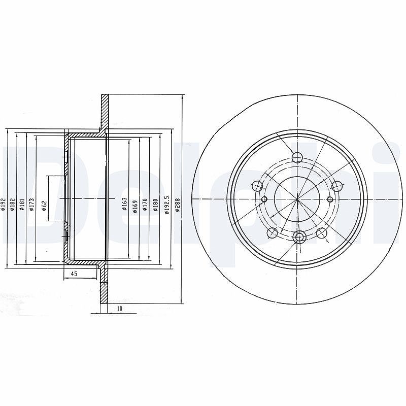 Delphi Bremsscheibe [Hersteller-Nr. BG4156] für Toyota, Lexus