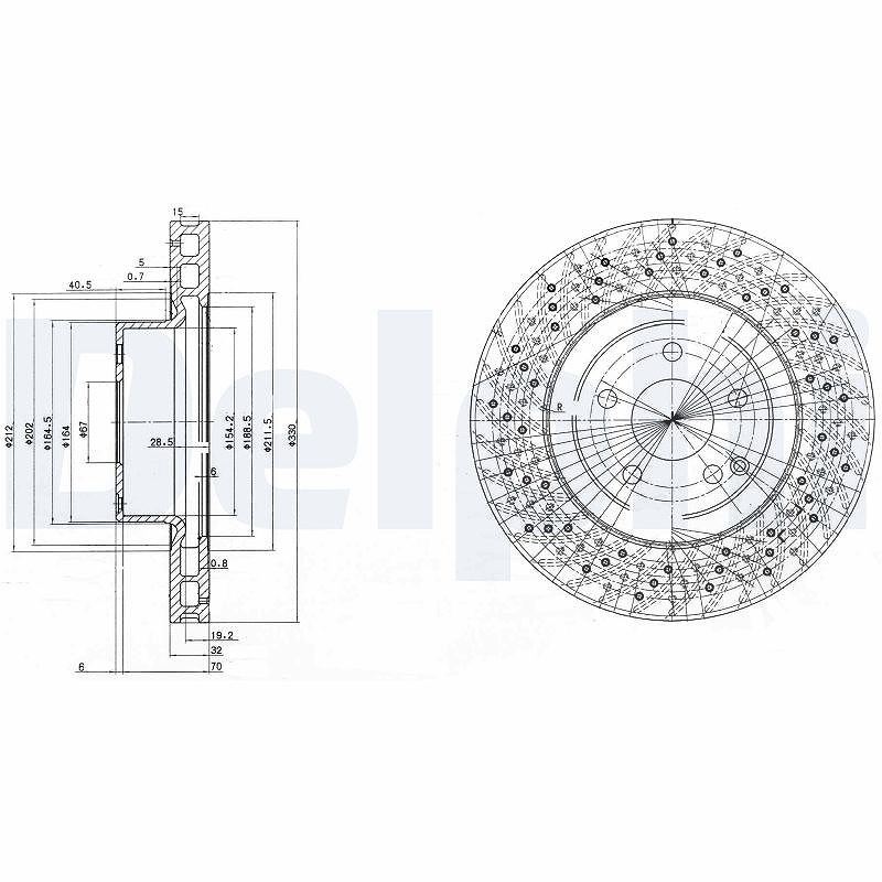 Delphi Bremsscheibe [Hersteller-Nr. BG3827] für Mercedes-Benz