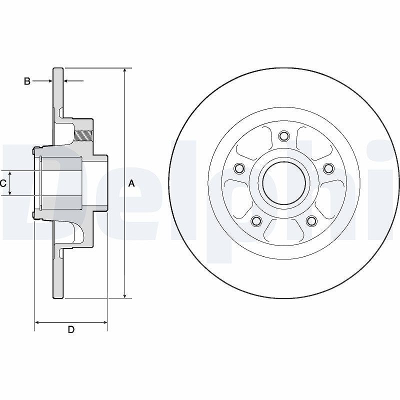 Delphi Bremsscheibe Hinterachse Voll [Hersteller-Nr. BG9132RS] für Renault