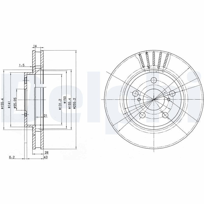 Delphi Bremsscheibe [Hersteller-Nr. BG3187] für Toyota