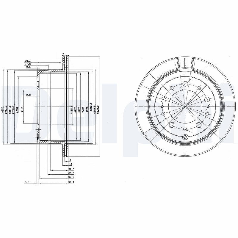Delphi Bremsscheibe [Hersteller-Nr. BG3534] für Toyota, Lexus
