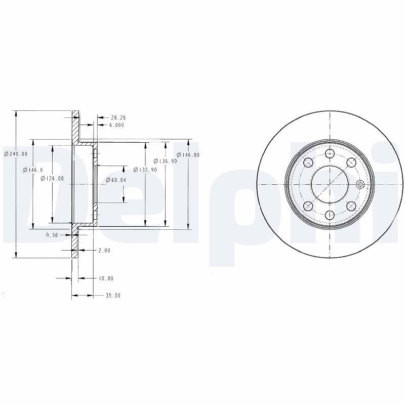Delphi Bremsscheibe [Hersteller-Nr. BG3567] für Vauxhall, Opel