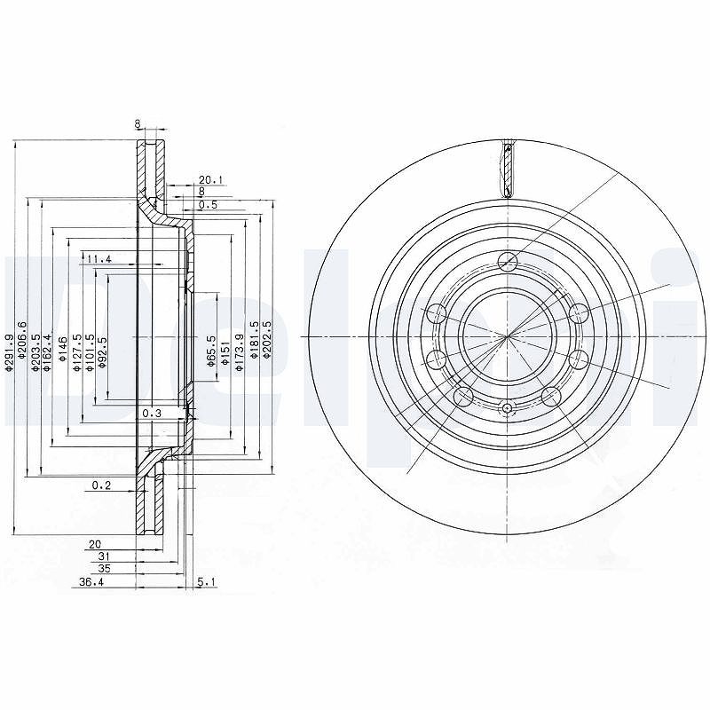Delphi Bremsscheibe [Hersteller-Nr. BG3886C] für Cadillac, Fiat, Opel, Saab, Vauxhall