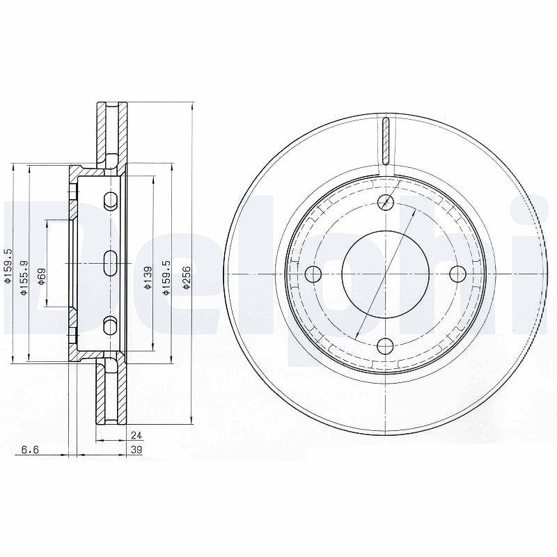 Delphi Bremsscheibe [Hersteller-Nr. BG3987] für Smart, Mitsubishi