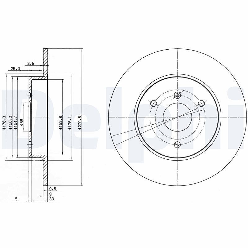 Delphi Bremsscheibe [Hersteller-Nr. BG3526] für Smart