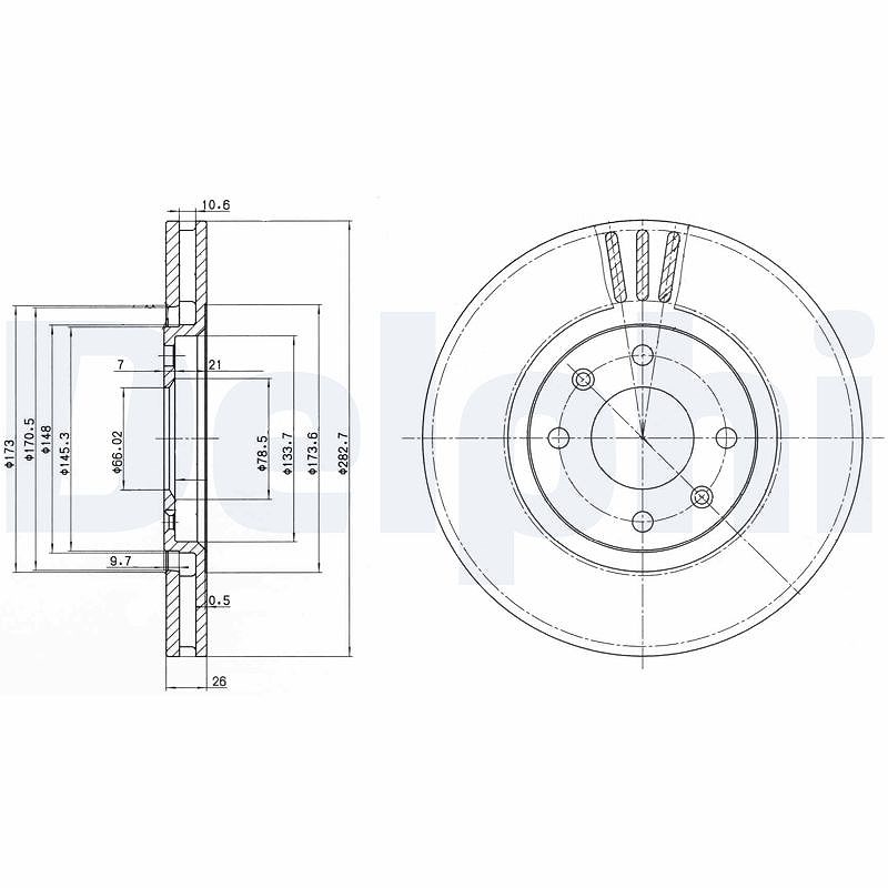 Delphi Bremsscheibe [Hersteller-Nr. BG2872] für Citroën, Peugeot