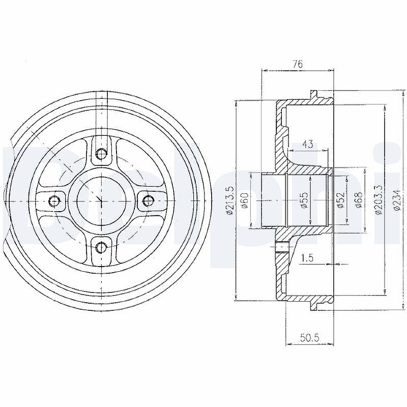 Delphi Bremstrommel [Hersteller-Nr. BF423] für Renault, Nissan