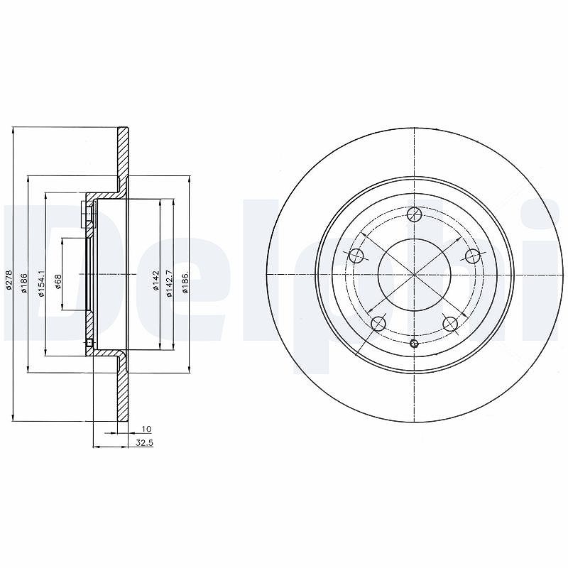 Delphi Bremsscheibe [Hersteller-Nr. BG4534C] für Mazda