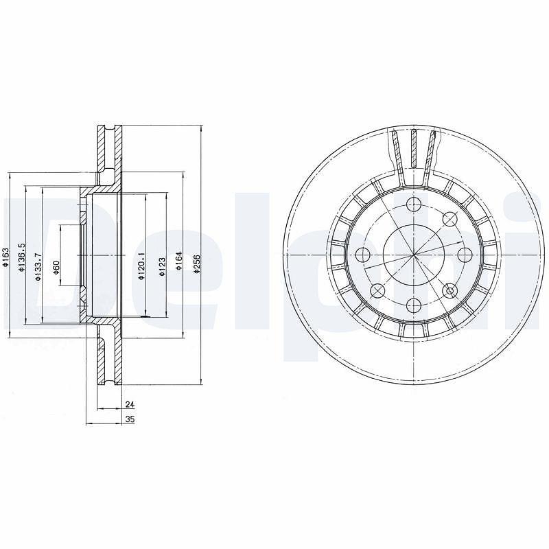 Delphi Bremsscheibe [Hersteller-Nr. BG2443] für Opel, Daewoo, Vauxhall, Lotus