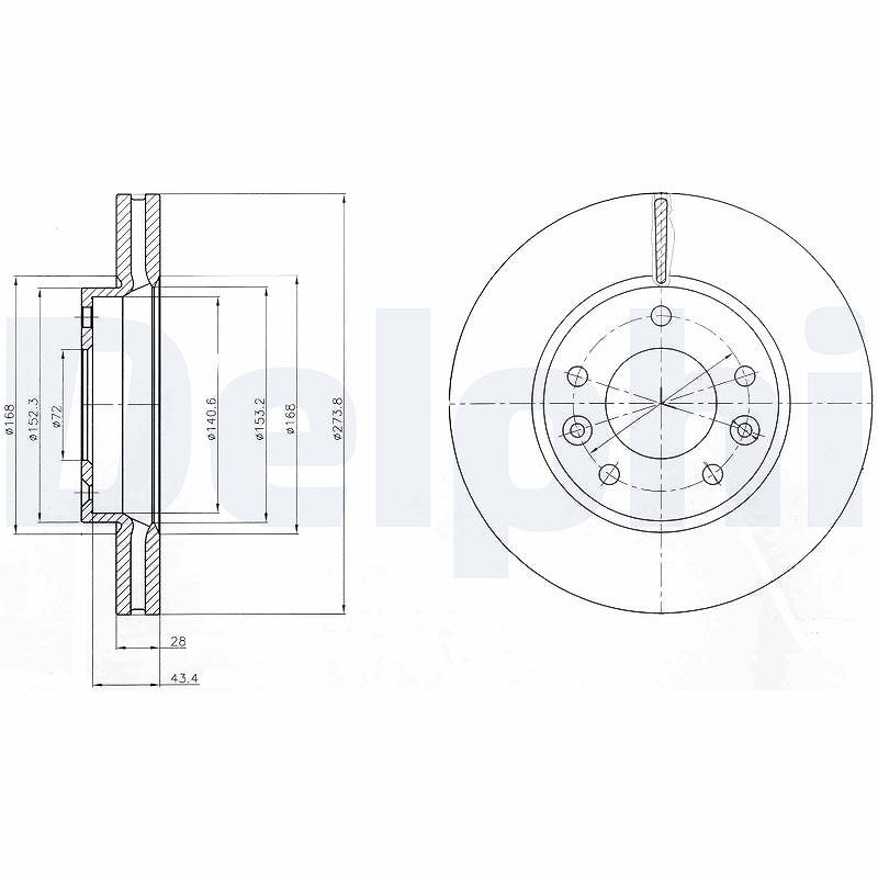 Delphi Bremsscheibe [Hersteller-Nr. BG4261] für Kia