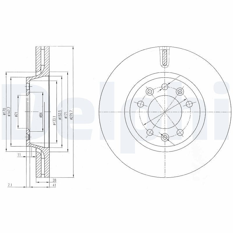 Delphi Bremsscheibe [Hersteller-Nr. BG4084] für Peugeot, Toyota, Fiat, Citroën